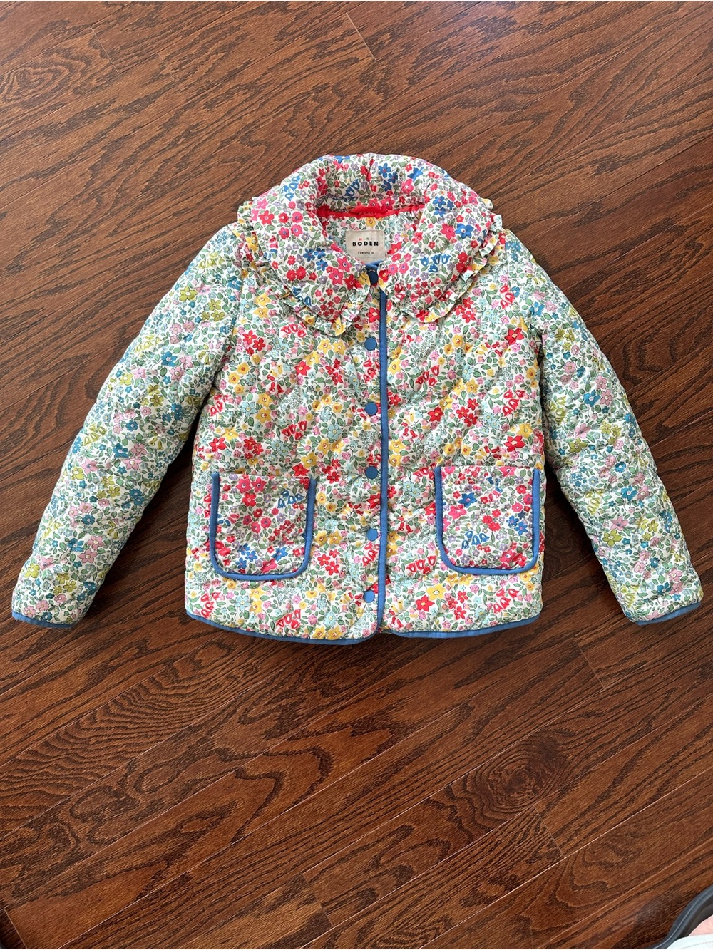Beautiful Mini Boden Girls' Floral Quilted Sherpa-lined Jacket - Multicolor